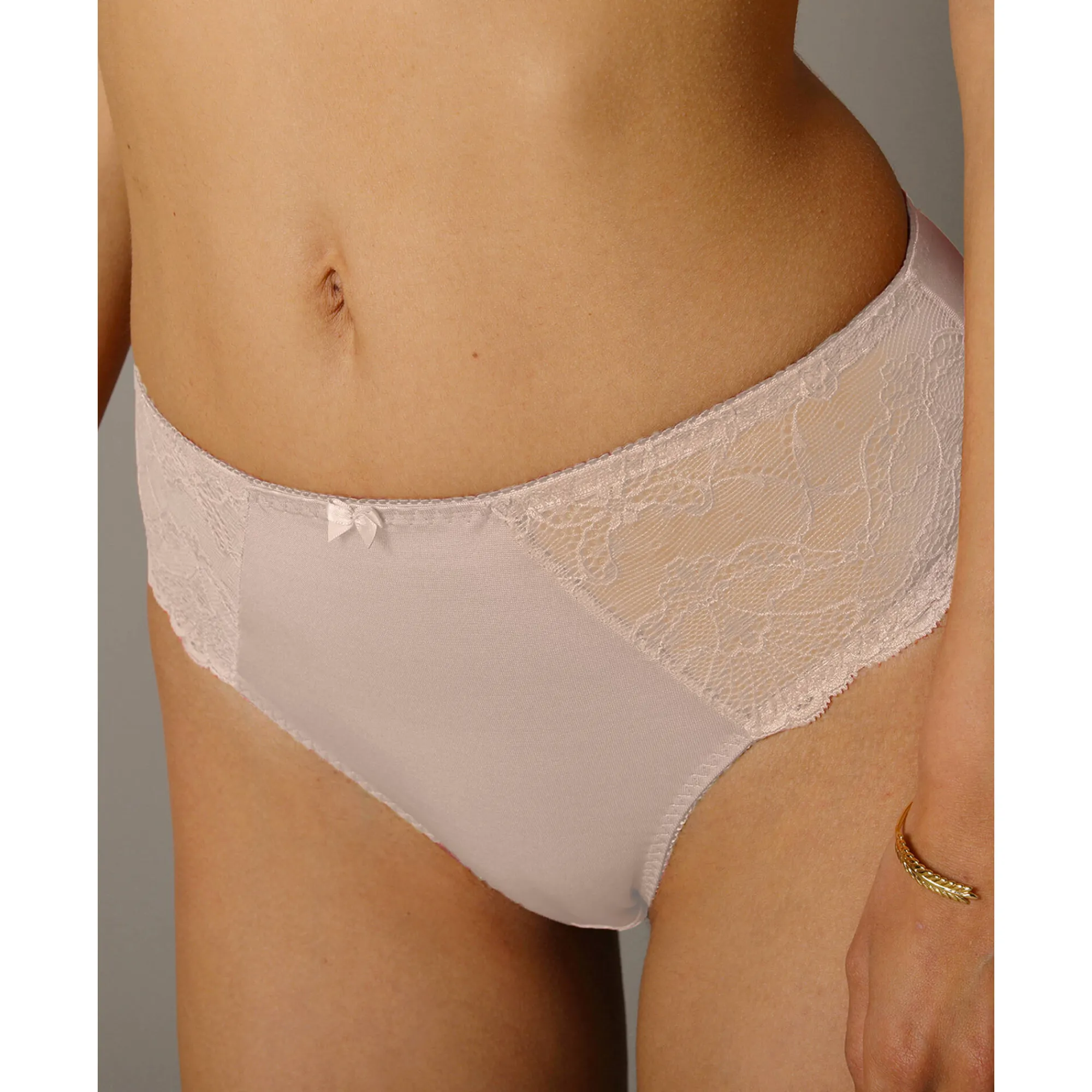 Slip En Shorty<Confidence Lingerie Slip in glanstricot en kant Salford - set van 2 schelpen + granaatrood