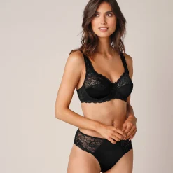 Slip En Shorty<Confidence Lingerie Slip in glanstricot en kant Avila - set van 2 wit + zwart
