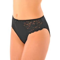 Slip En Shorty<Confidence Lingerie Slip in glanstricot en kant Avila - set van 2 wit + zwart