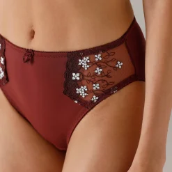 Slip En Shorty<Confidence Lingerie Slip in microvezel en geborduurde tule Caminata chocolade