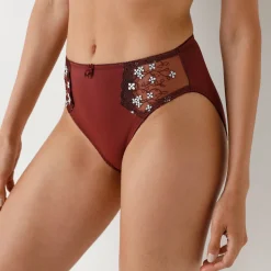 Slip En Shorty<Confidence Lingerie Slip in microvezel en geborduurde tule Caminata chocolade