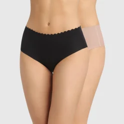 Slip En Shorty<Dim Slip in stretchkatoen Body Touch - set van zwart + beige