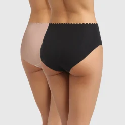 Slip En Shorty<Dim Slip in stretchkatoen Body Touch - set van zwart + beige