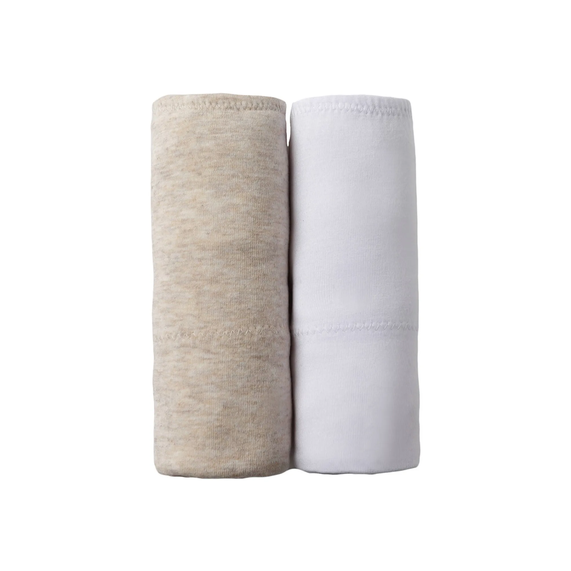 Slip En Shorty<Blancheporte Slip in stretchkatoen met hoge, omhullende taille - set van 2 wit + chiné beige