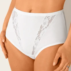 Slip En Shorty<Blancheporte Slip met afslankende pasjes in kant - set van 4 wit