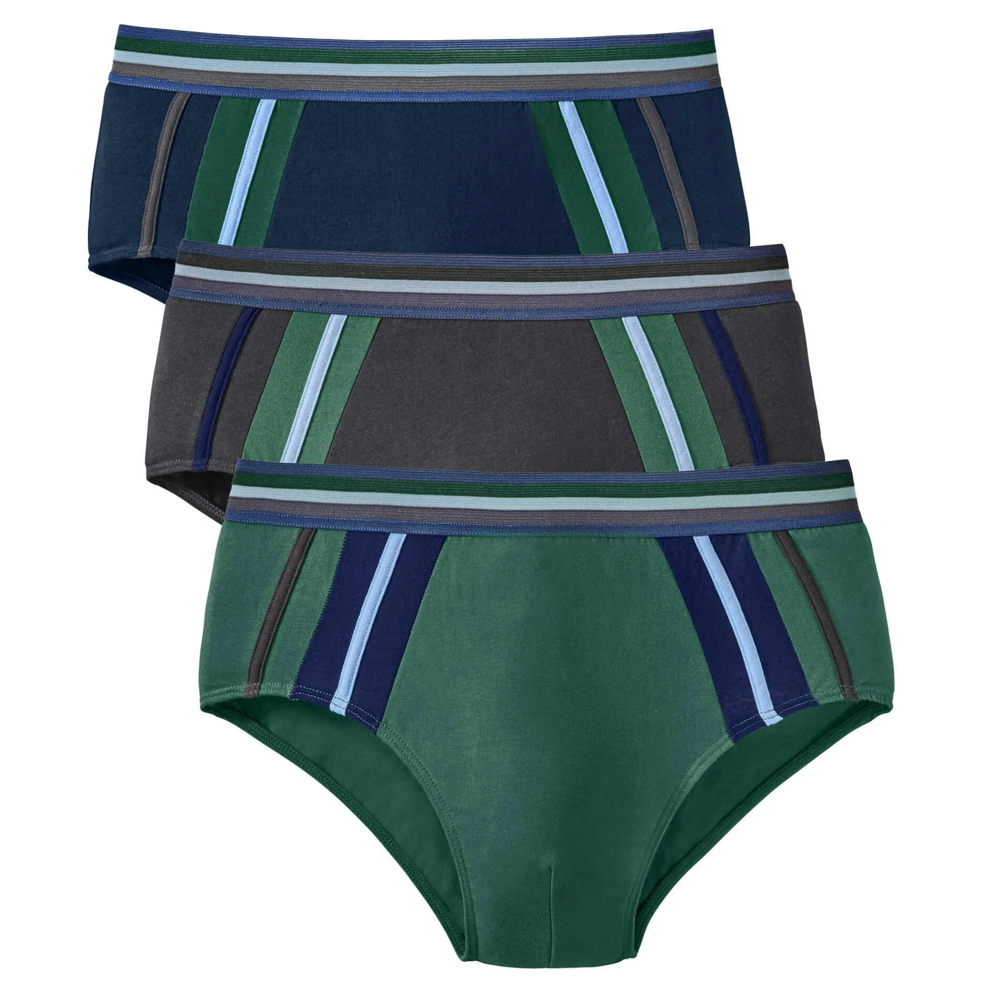 Ondergoed<Blancheporte Slip met hoge taille en contrasterende strepen - set van 6 antraciet + marine