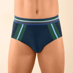 Ondergoed<Blancheporte Slip met hoge taille en contrasterende strepen - set van 6 antraciet + marine