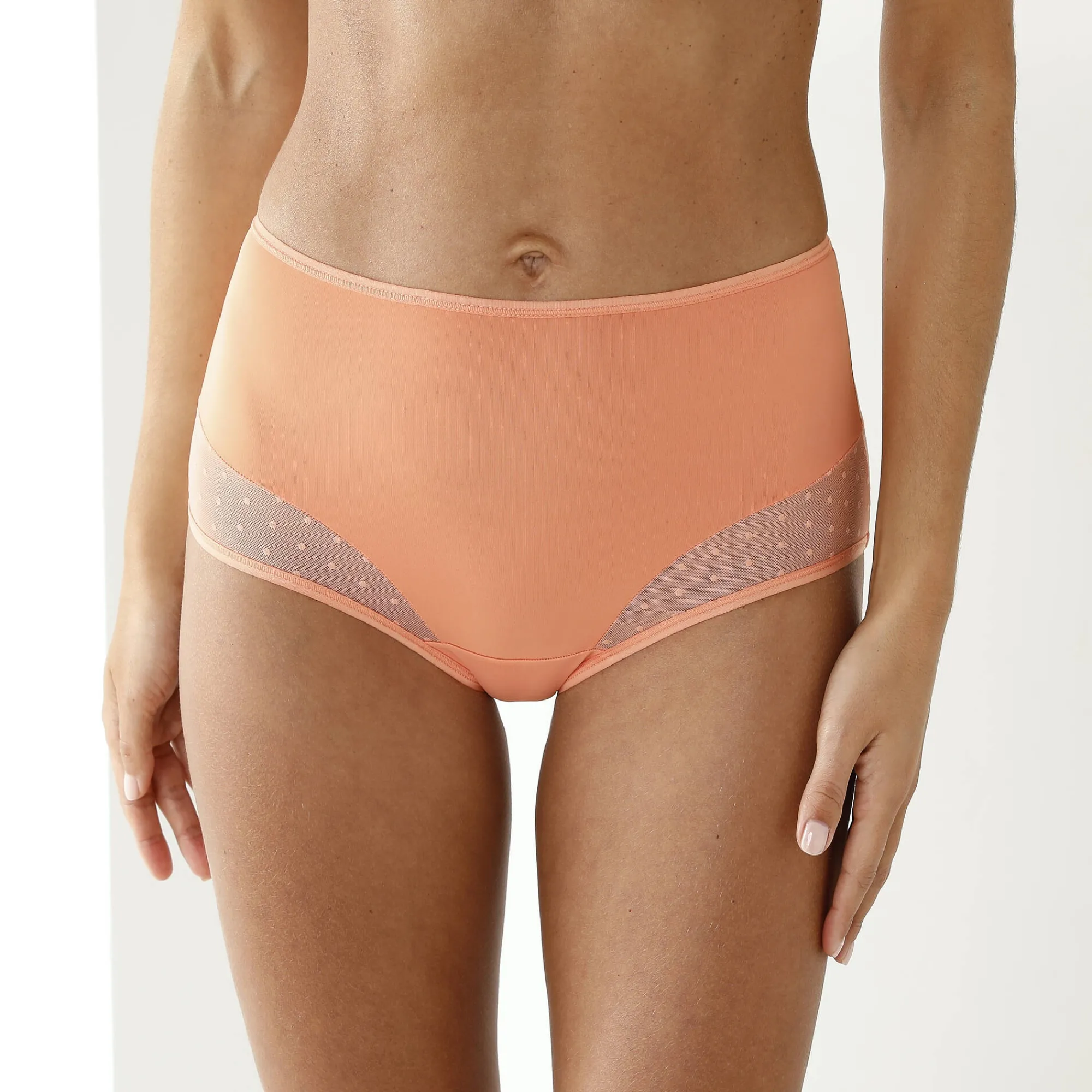 Slip En Shorty<Blancheporte Slip met hoge taille in microvezel - Set van 2 abrikoos