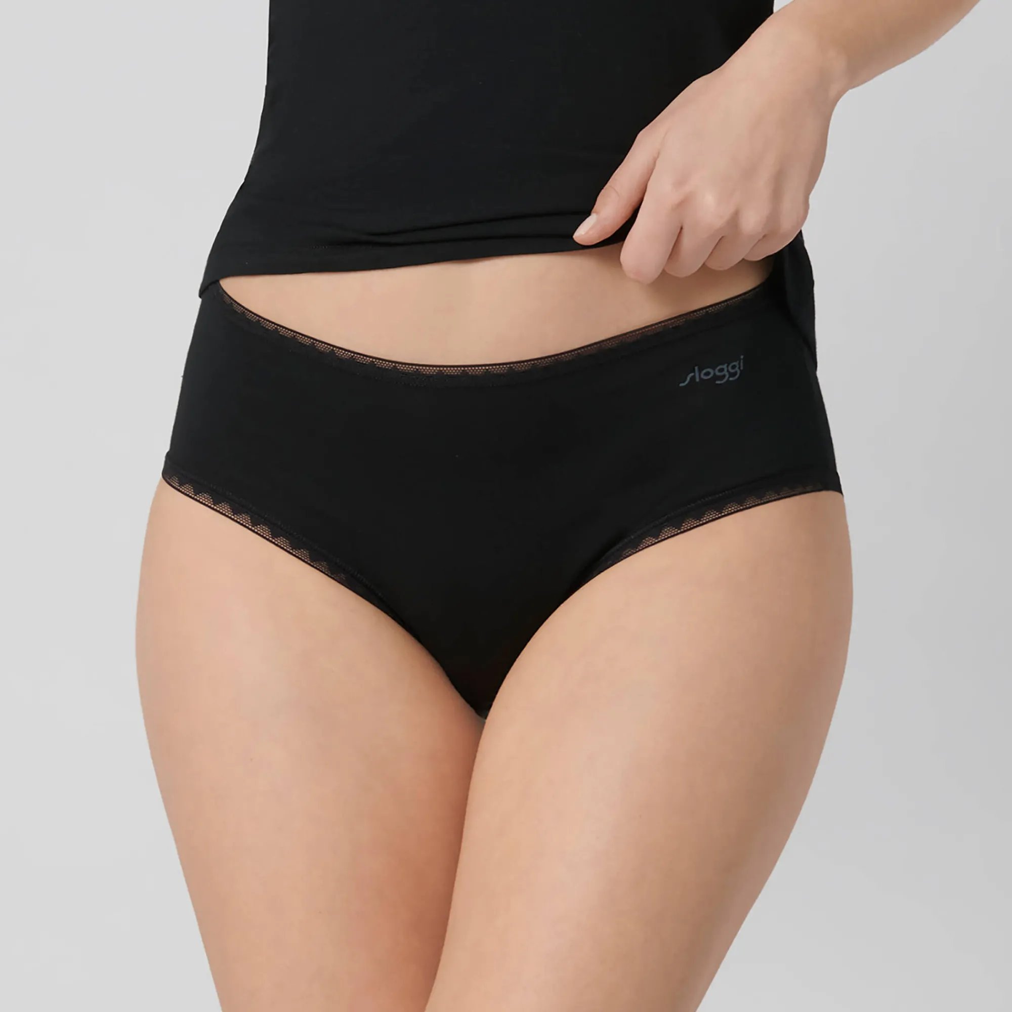 Slip En Shorty<Sloggi Slipje in midimodel GO, biologisch katoen - set van 2 zwart
