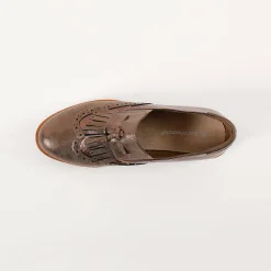 Feestelijke Schoenen|Derby's En Mocassins<Blancheporte Slip-ons met sleehak, franjes en kwastjes bruin