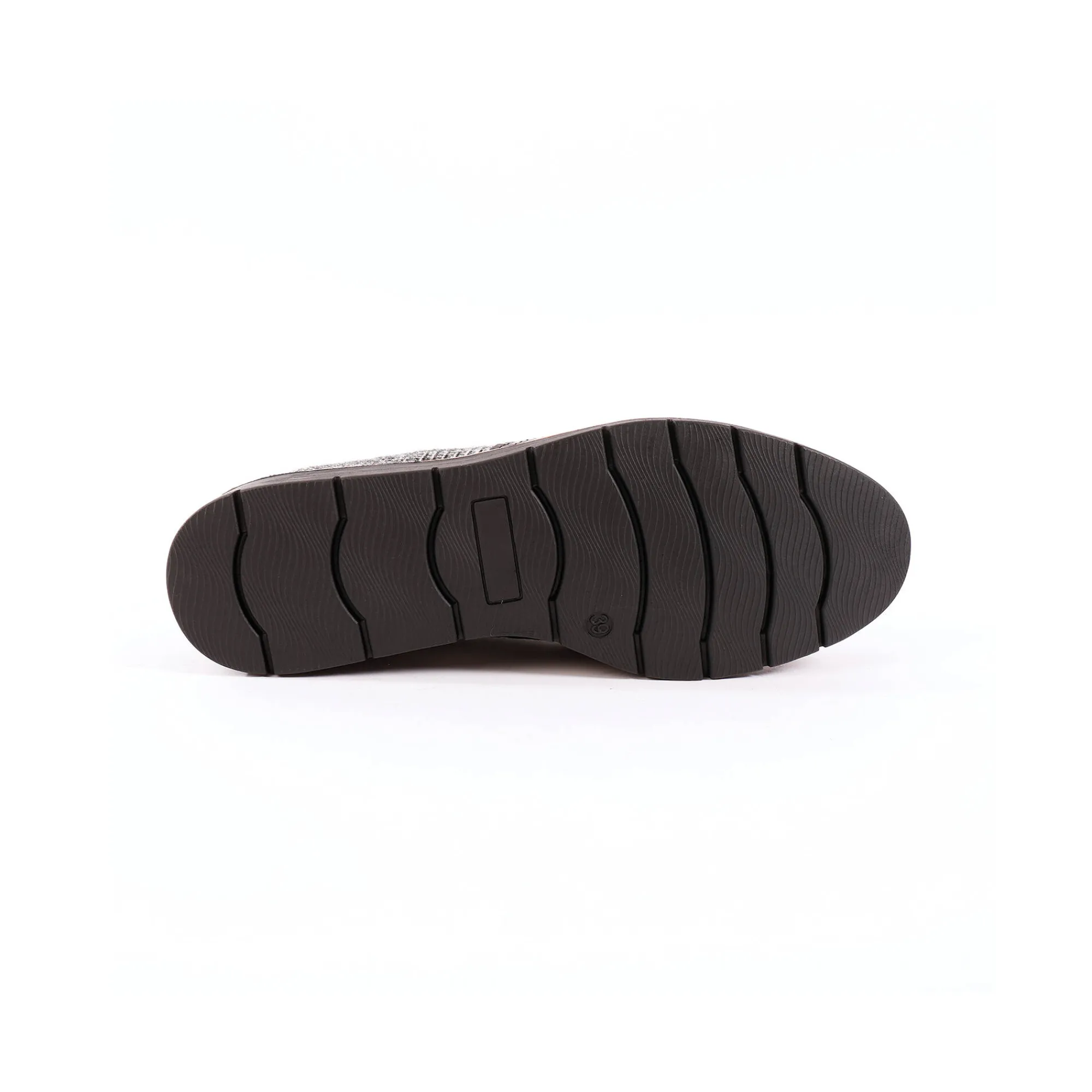 Derby's En Mocassins|Schoenen<Blancheporte Slip-ons met sleehak, franjes en pompons - geruit/grijs zwart / grijs