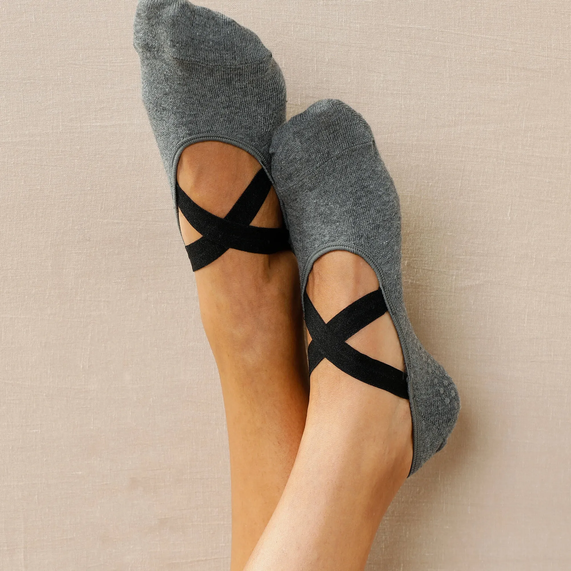 Panty’s, Kniekousen En Sokken<Blancheporte Slipvrije ballerinasokken voor yoga - set van 2 paar chiné antracietgrijs