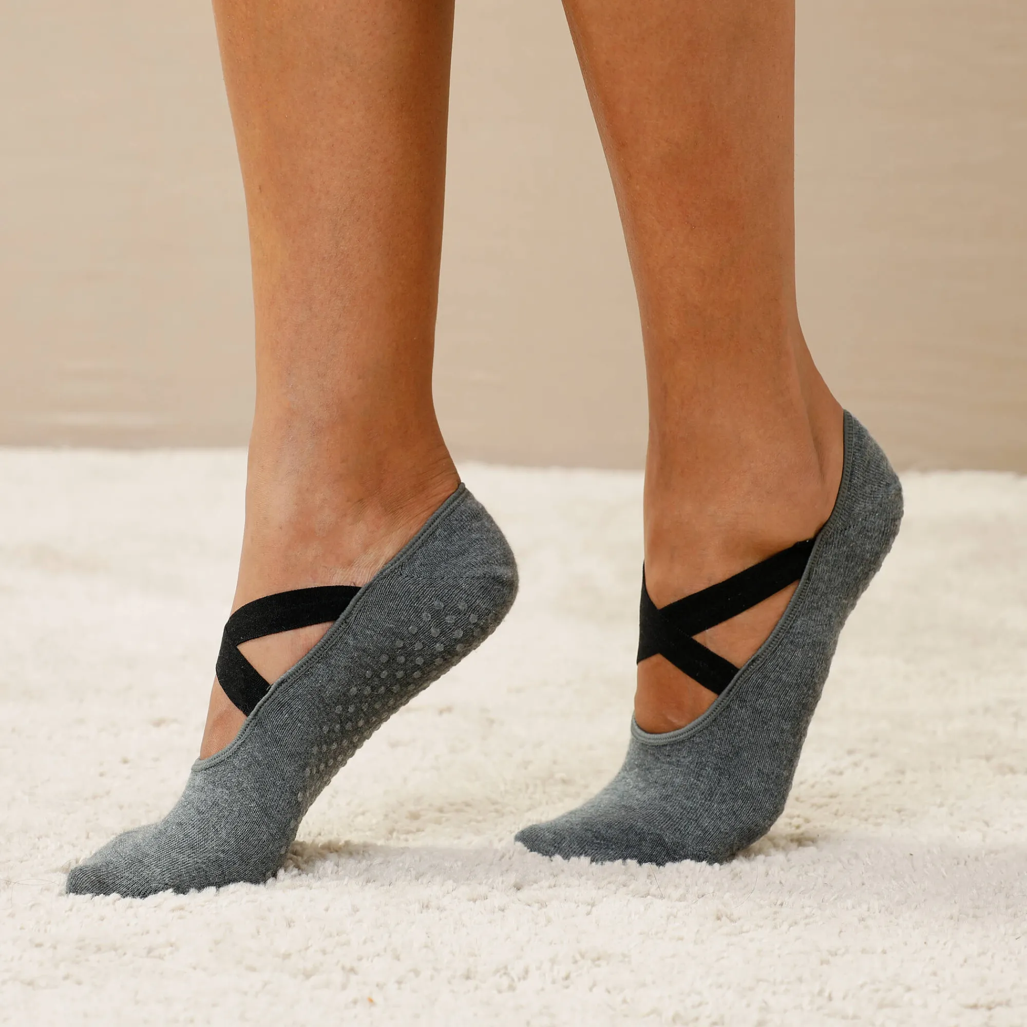Panty’s, Kniekousen En Sokken<Blancheporte Slipvrije ballerinasokken voor yoga - set van 2 paar chiné antracietgrijs