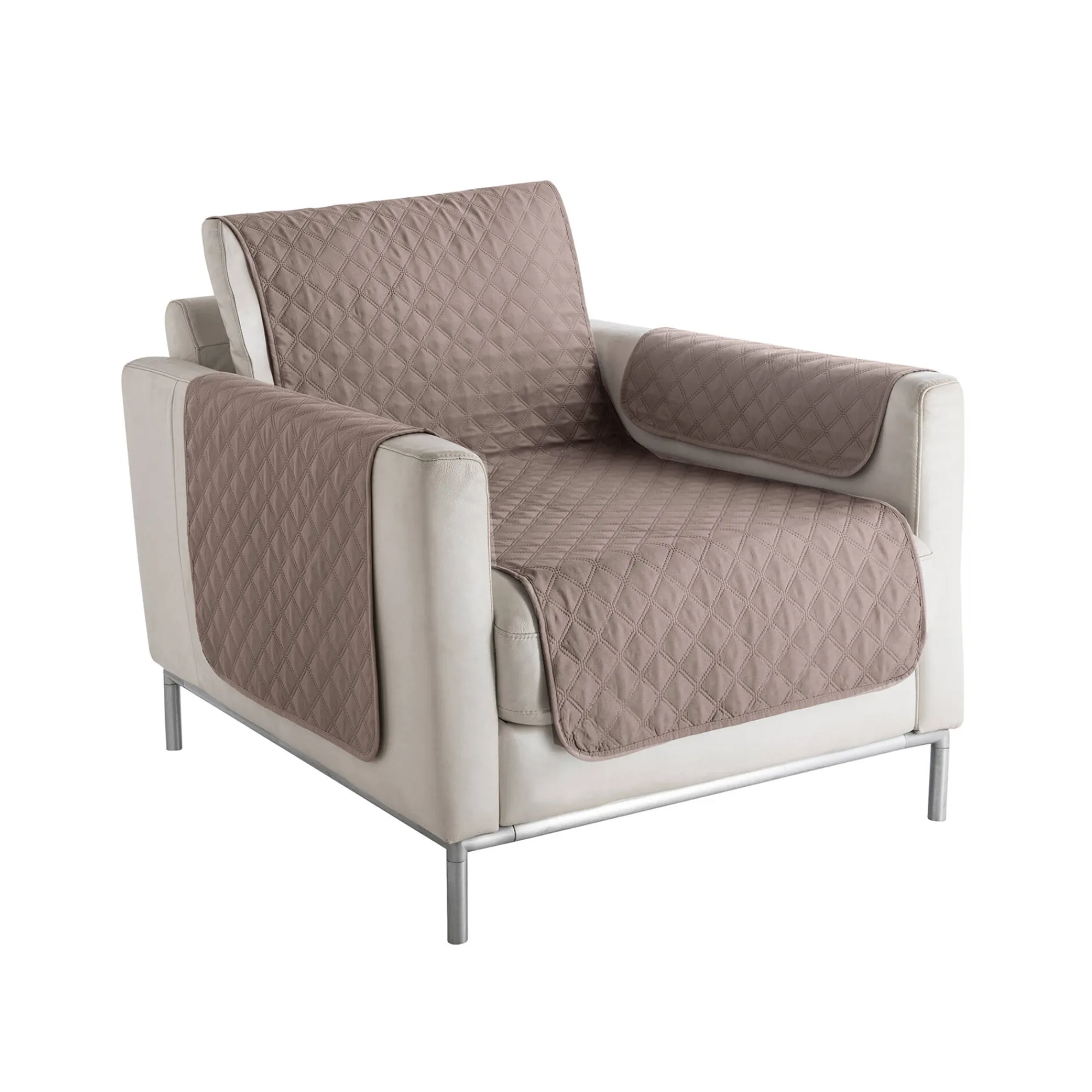 Zeildoekstof<Blancheporte Slipvrije salonbeschermer in gematelasseerde microvezel taupe