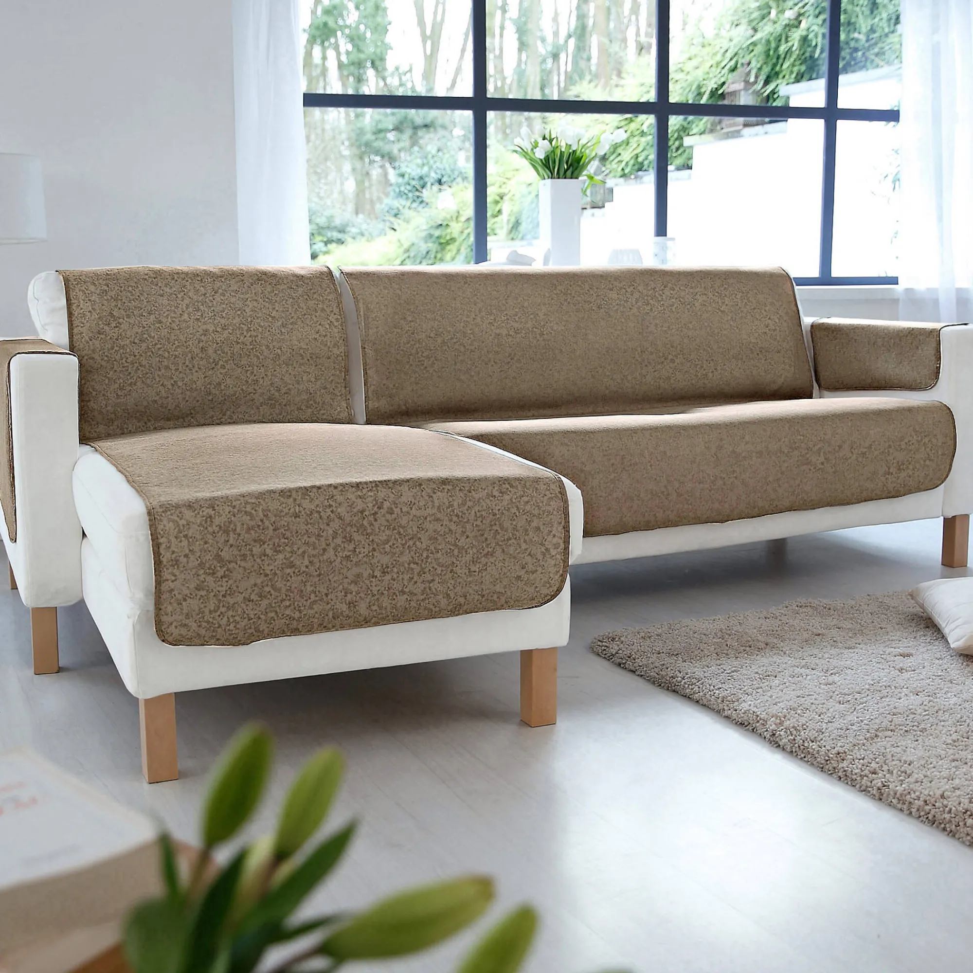 Zeildoekstof<Blancheporte Slipvrije salonbescherming, faux-uni collectie taupe
