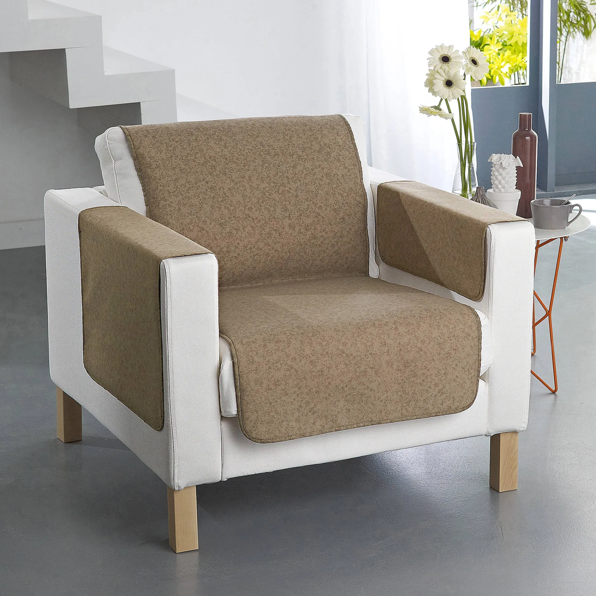 Zeildoekstof<Blancheporte Slipvrije salonbescherming, faux-uni collectie taupe