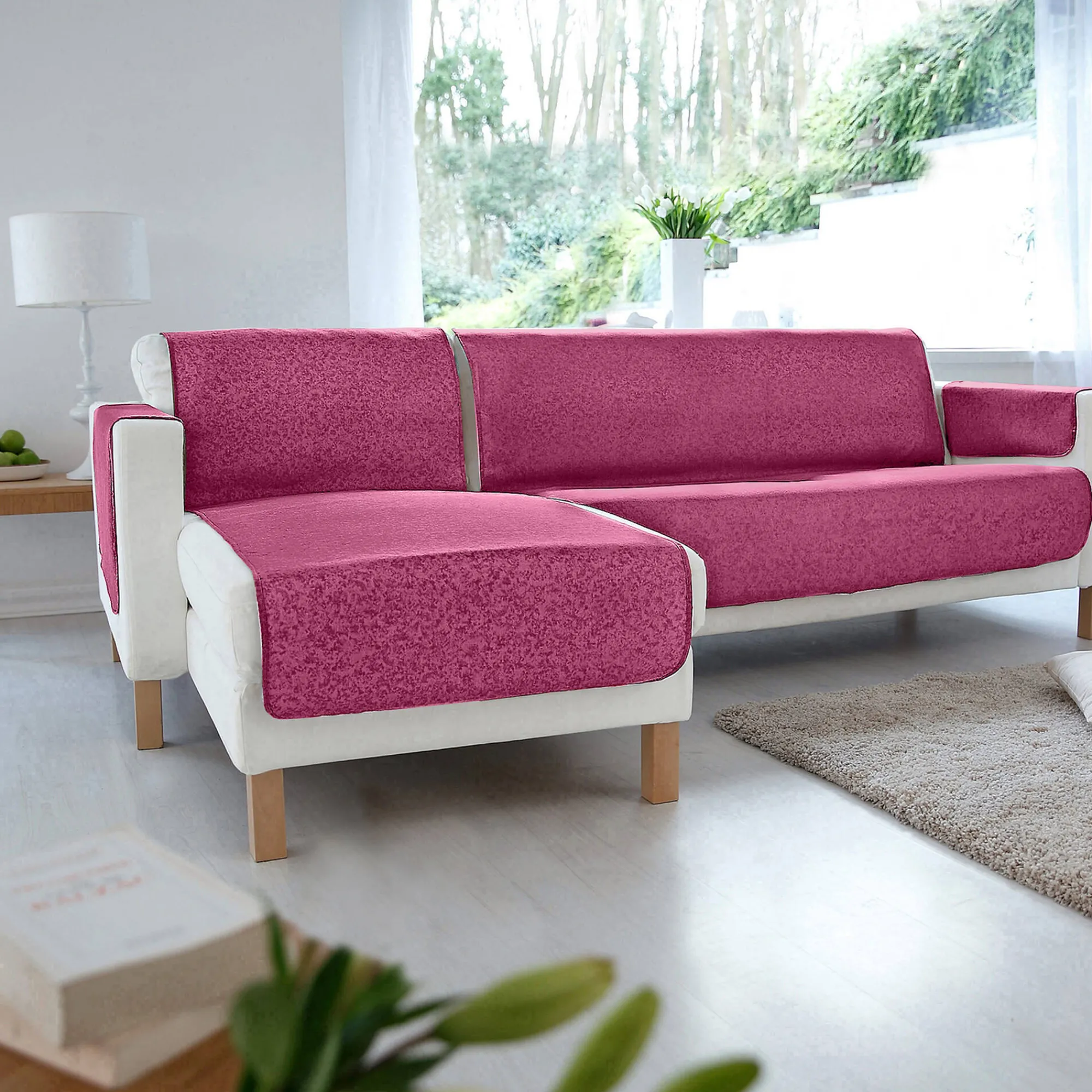 Zeildoekstof<Blancheporte Slipvrije salonbescherming, faux-uni collectie pruim
