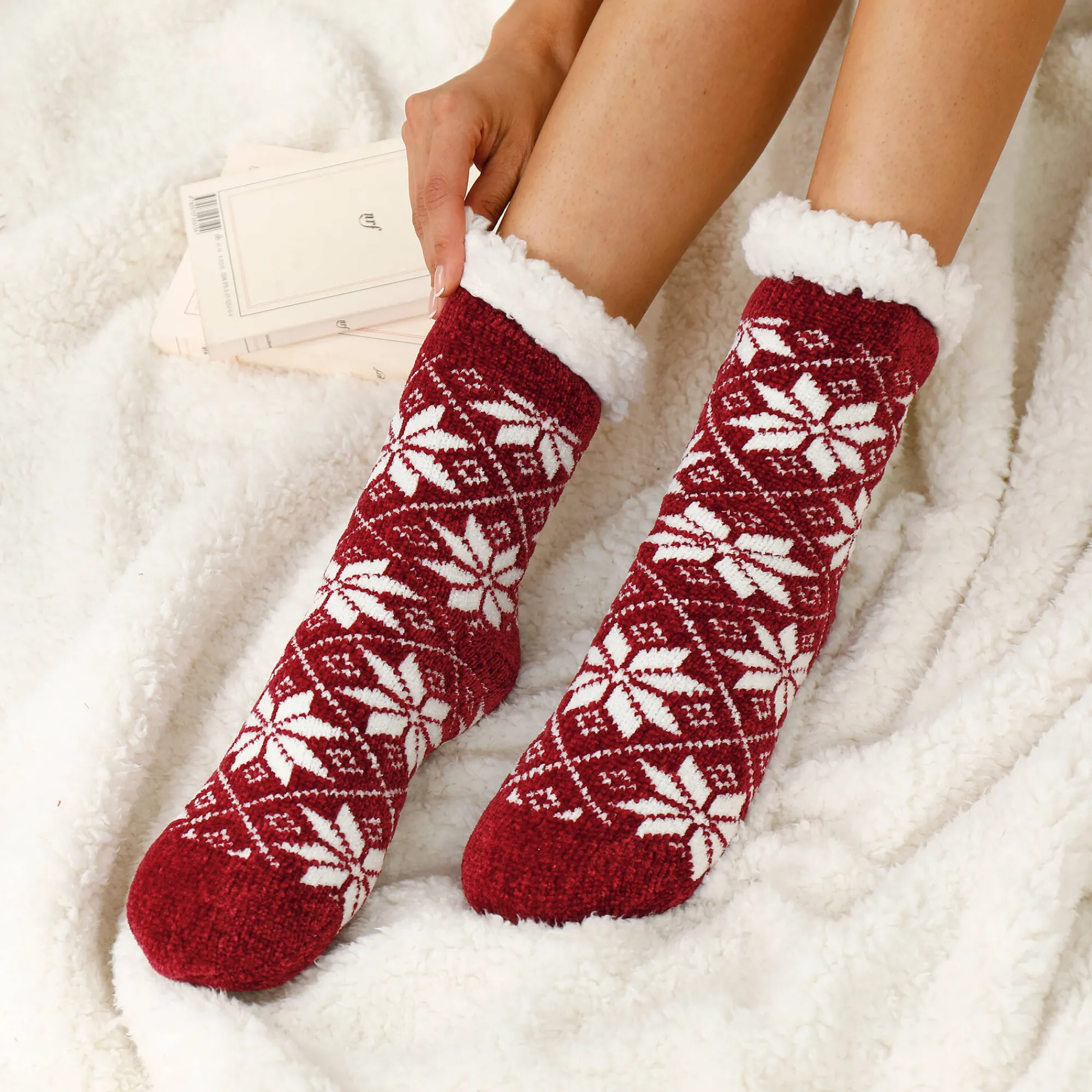 Panty’s, Kniekousen En Sokken<Blancheporte Slipvrije sokken in gevoerd chenilletricot bordeaux