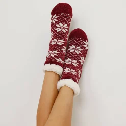 Panty’s, Kniekousen En Sokken<Blancheporte Slipvrije sokken in gevoerd chenilletricot bordeaux