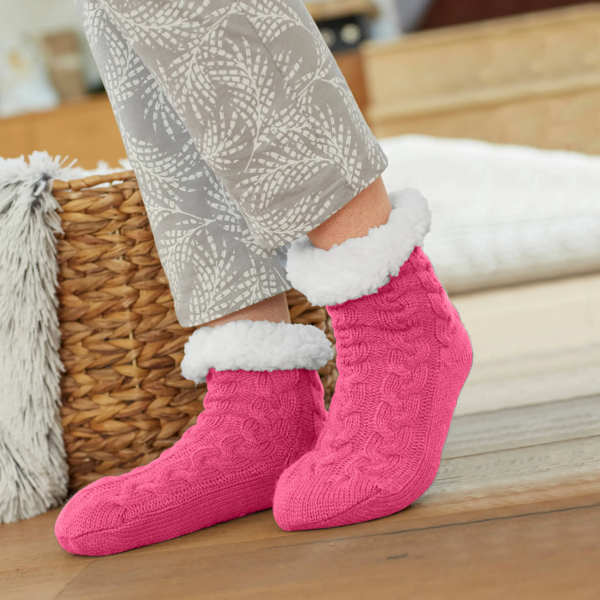 Panty’s, Kniekousen En Sokken<Blancheporte Slof-sokken in kabeltricot, slipvrij roze