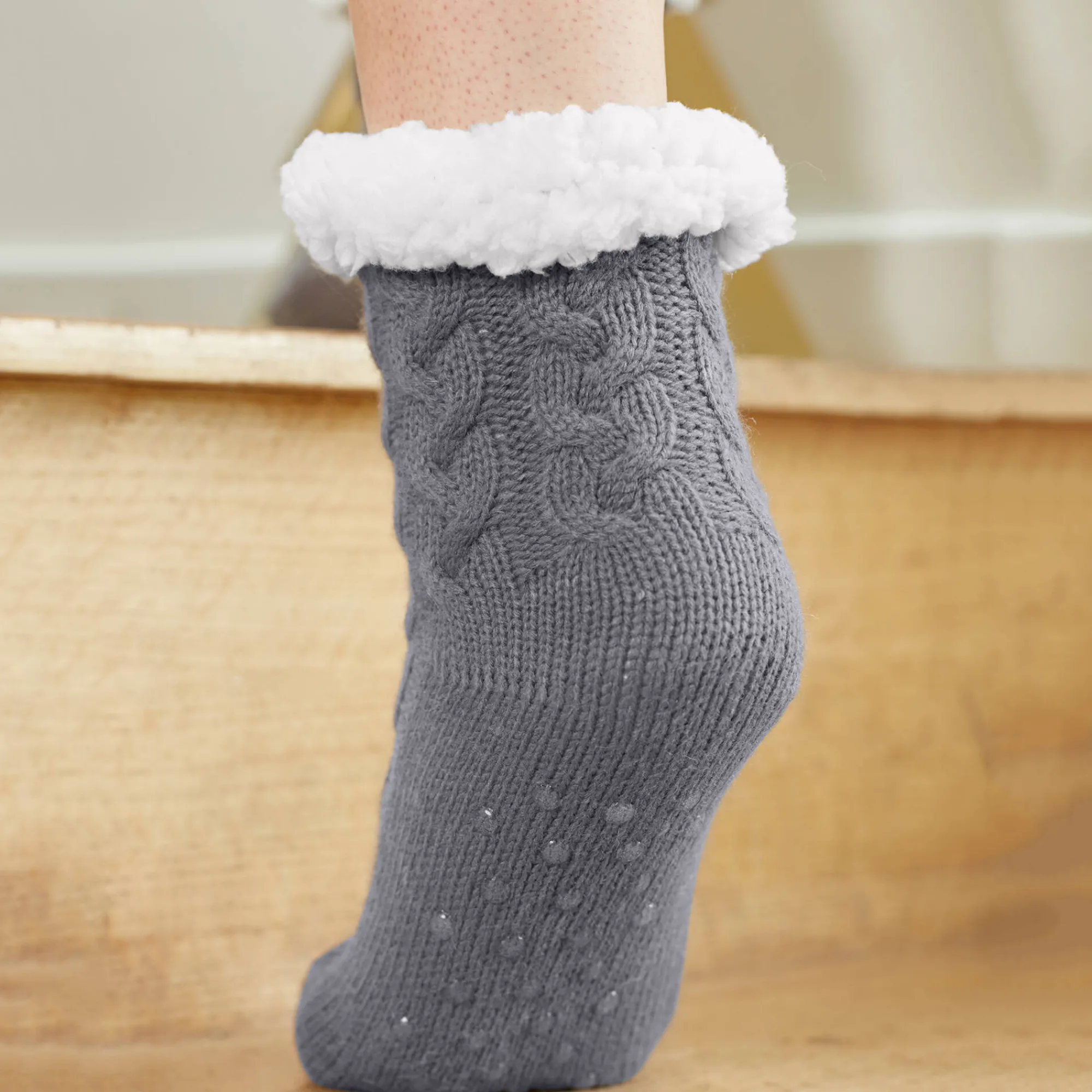 Panty’s, Kniekousen En Sokken<Blancheporte Slof-sokken in kabeltricot, slipvrij grijs