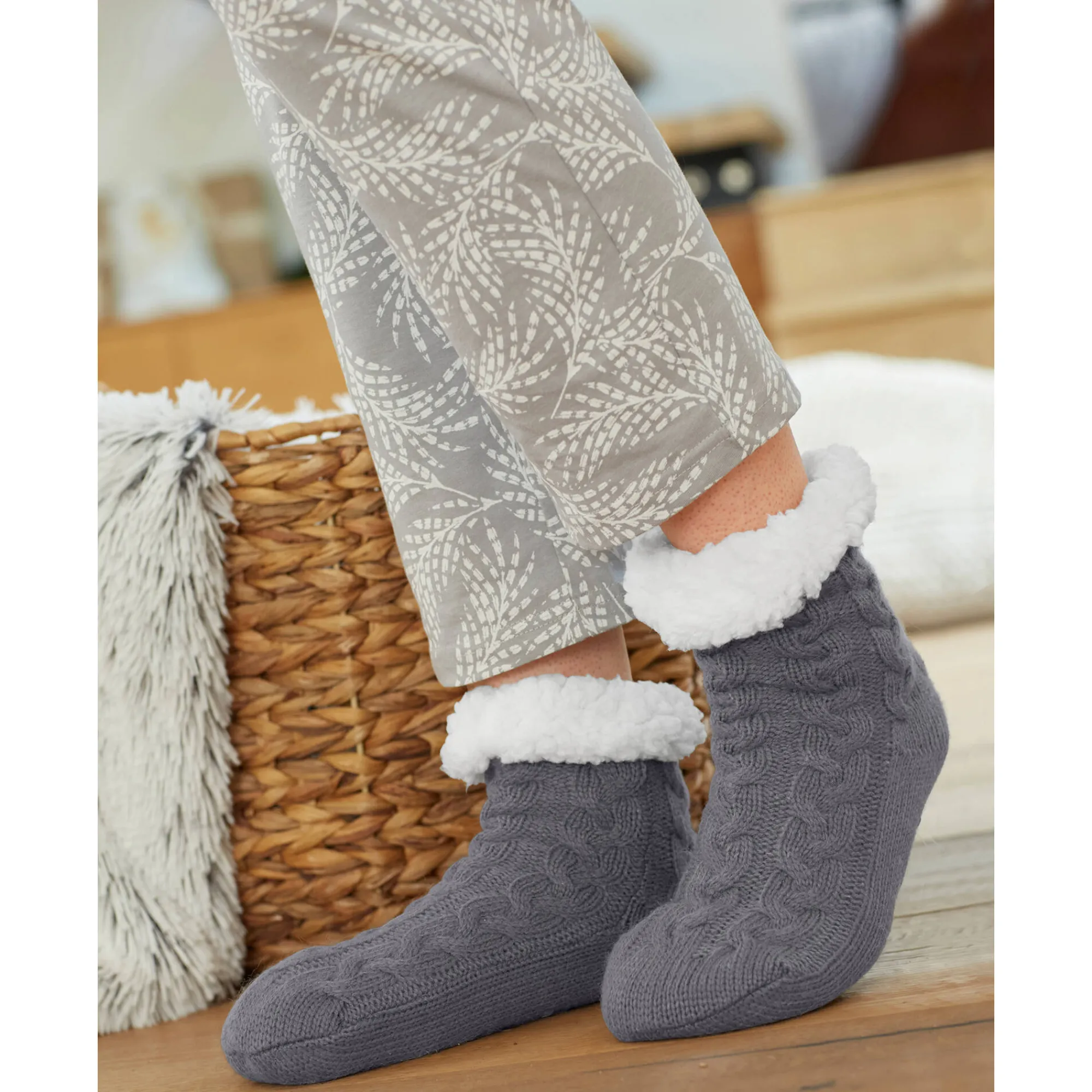 Panty’s, Kniekousen En Sokken<Blancheporte Slof-sokken in kabeltricot, slipvrij grijs