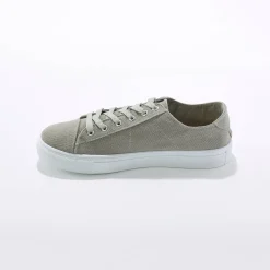 Baskets En Sneakers|Schoenen<Blancheporte Sneakers in canvas met veters en doorloopzool in platformstijl grijsgroen