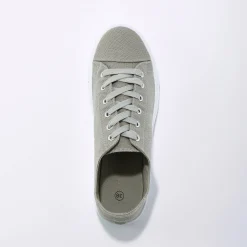 Baskets En Sneakers|Schoenen<Blancheporte Sneakers in canvas met veters en doorloopzool in platformstijl grijsgroen