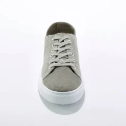 Baskets En Sneakers|Schoenen<Blancheporte Sneakers in canvas met veters en doorloopzool in platformstijl grijsgroen