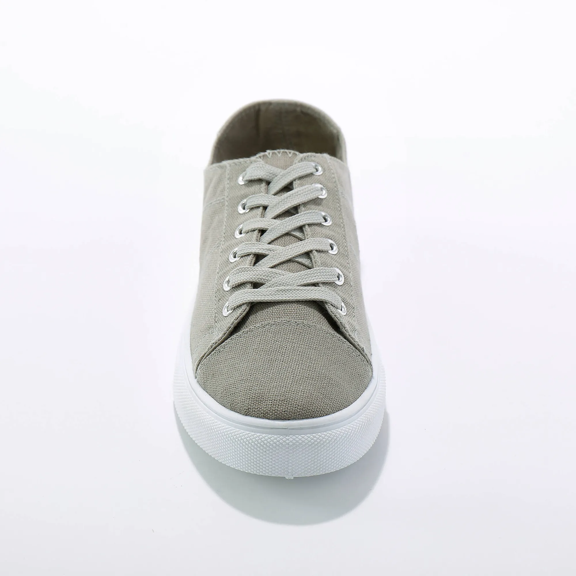 Baskets En Sneakers|Schoenen<Blancheporte Sneakers in canvas met veters en doorloopzool in platformstijl grijsgroen