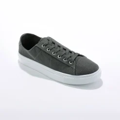 Baskets En Sneakers|Schoenen<Blancheporte Sneakers in canvas met veters en doorloopzool in platformstijl antraciet
