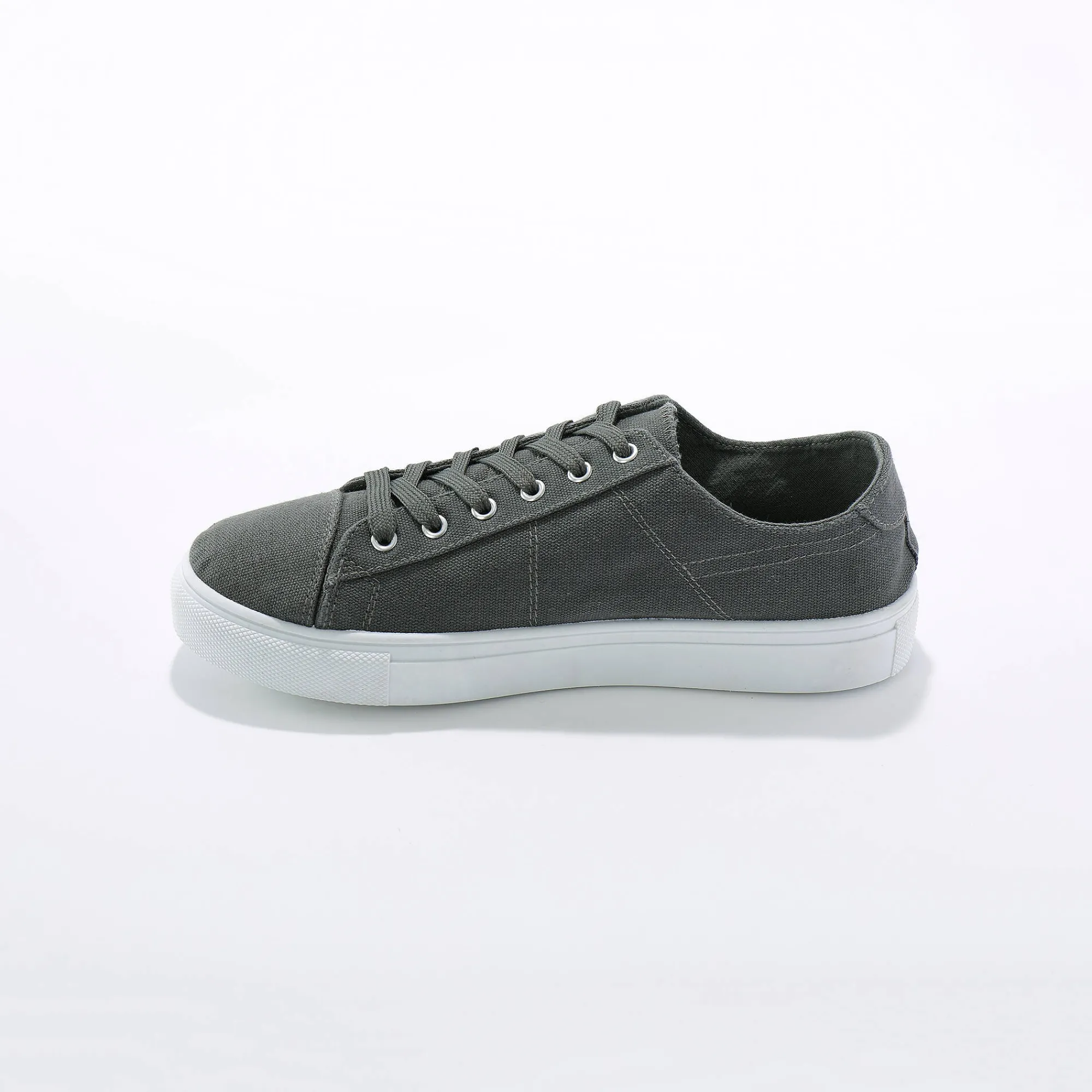 Baskets En Sneakers|Schoenen<Blancheporte Sneakers in canvas met veters en doorloopzool in platformstijl antraciet