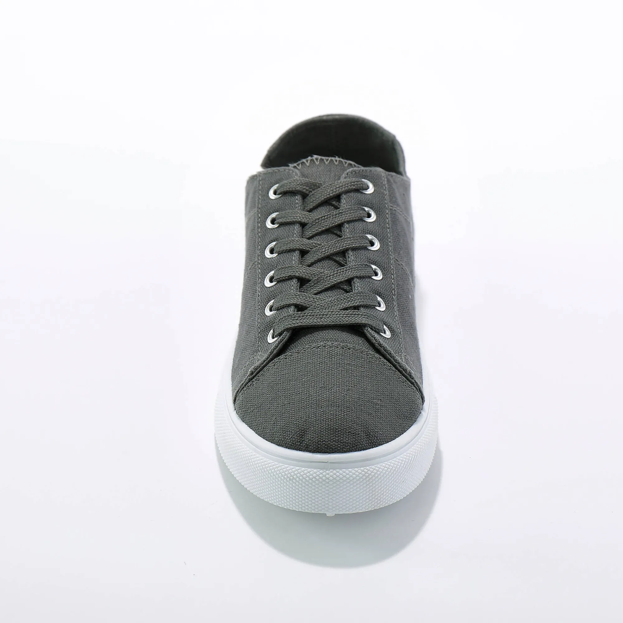Baskets En Sneakers|Schoenen<Blancheporte Sneakers in canvas met veters en doorloopzool in platformstijl antraciet