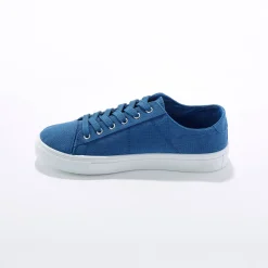 Baskets En Sneakers|Schoenen<Blancheporte Sneakers in canvas met veters en doorloopzool in platformstijl blauw