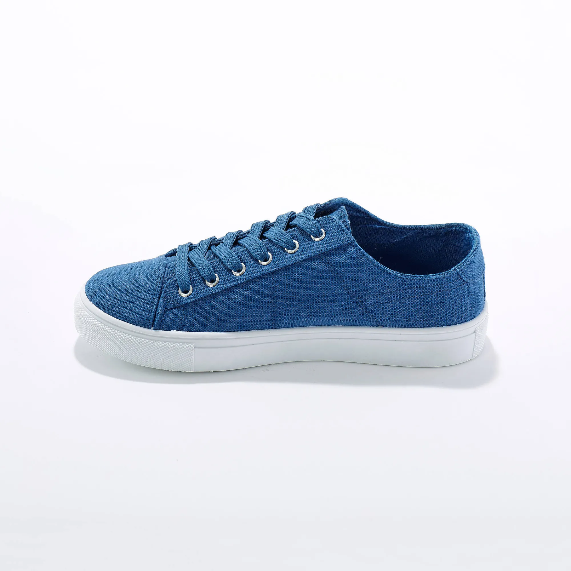Baskets En Sneakers|Schoenen<Blancheporte Sneakers in canvas met veters en doorloopzool in platformstijl blauw