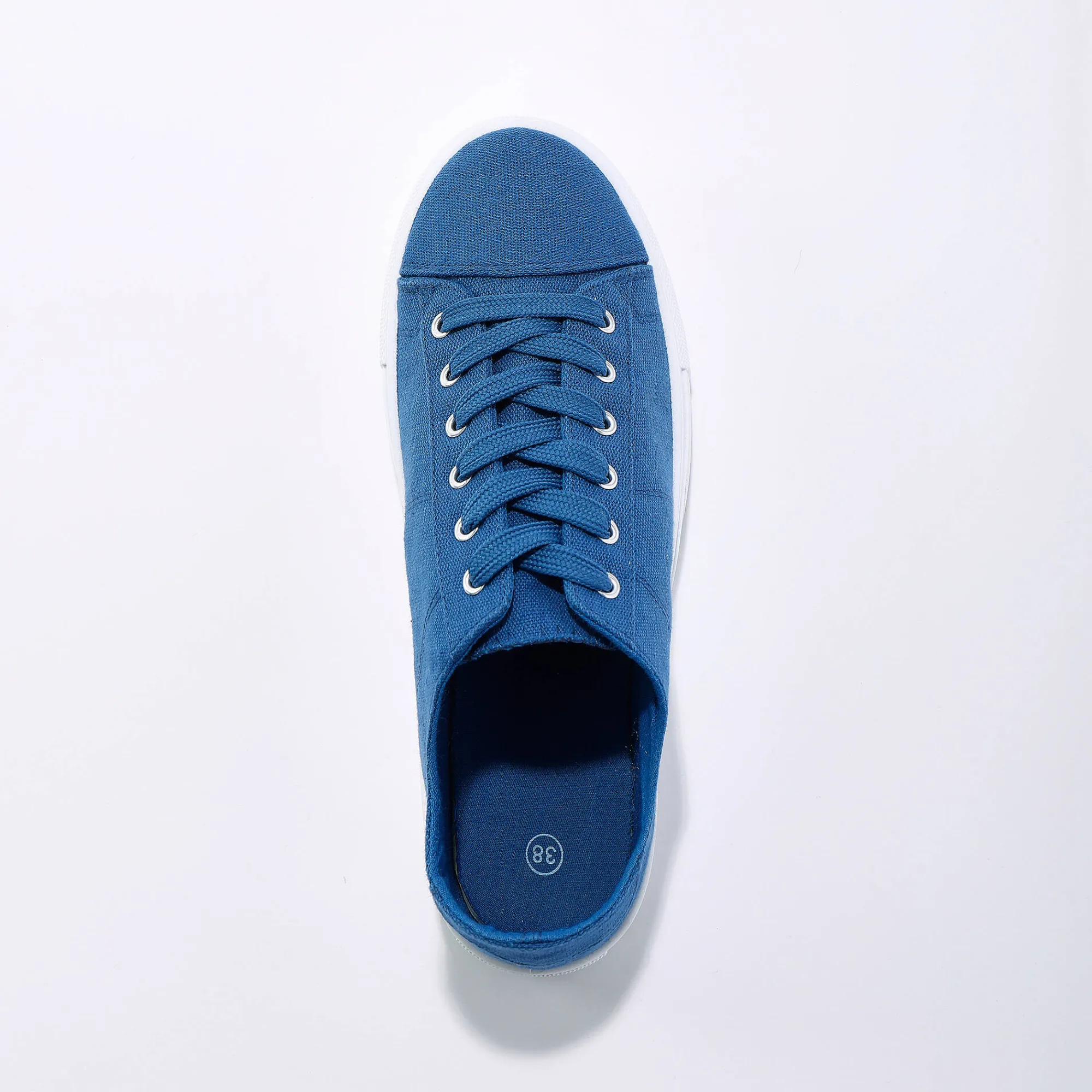 Baskets En Sneakers|Schoenen<Blancheporte Sneakers in canvas met veters en doorloopzool in platformstijl blauw