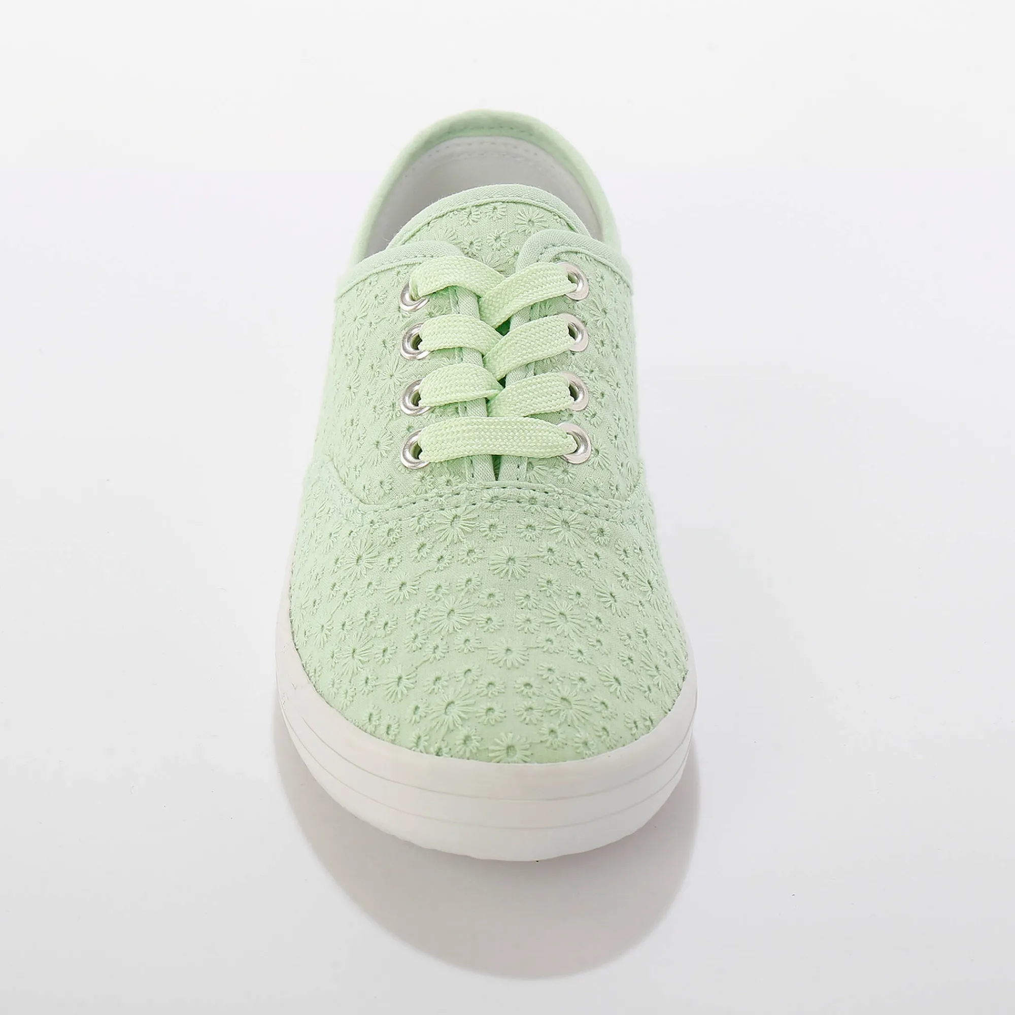 Baskets En Sneakers|Schoenen<Blancheporte Sneakers in geborduurd canvas groen