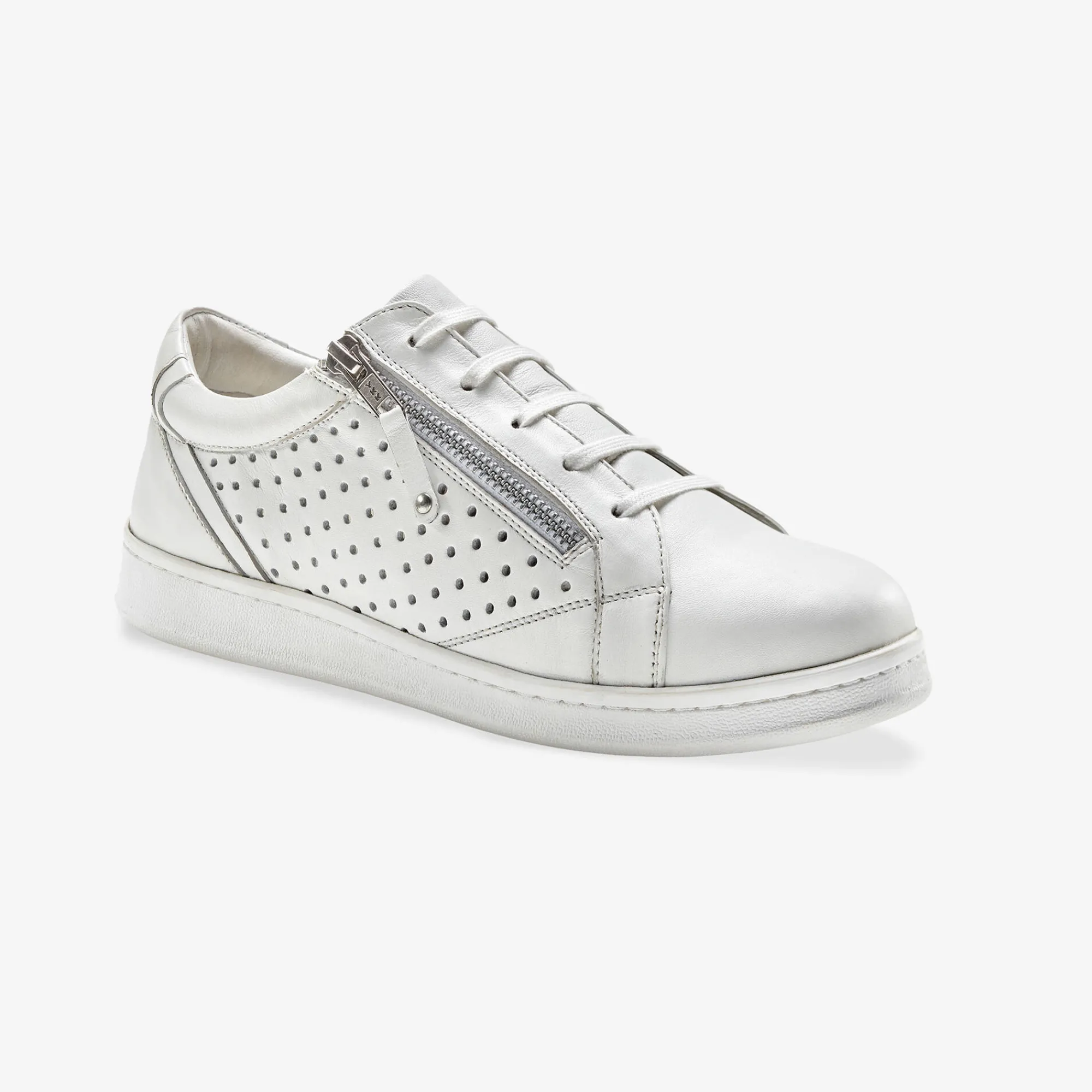 Baskets En Sneakers|Schoenen<Blancheporte Sneakers in geperforeerd leer met rits wit