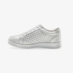 Baskets En Sneakers|Schoenen<Blancheporte Sneakers in geperforeerd leer met rits wit