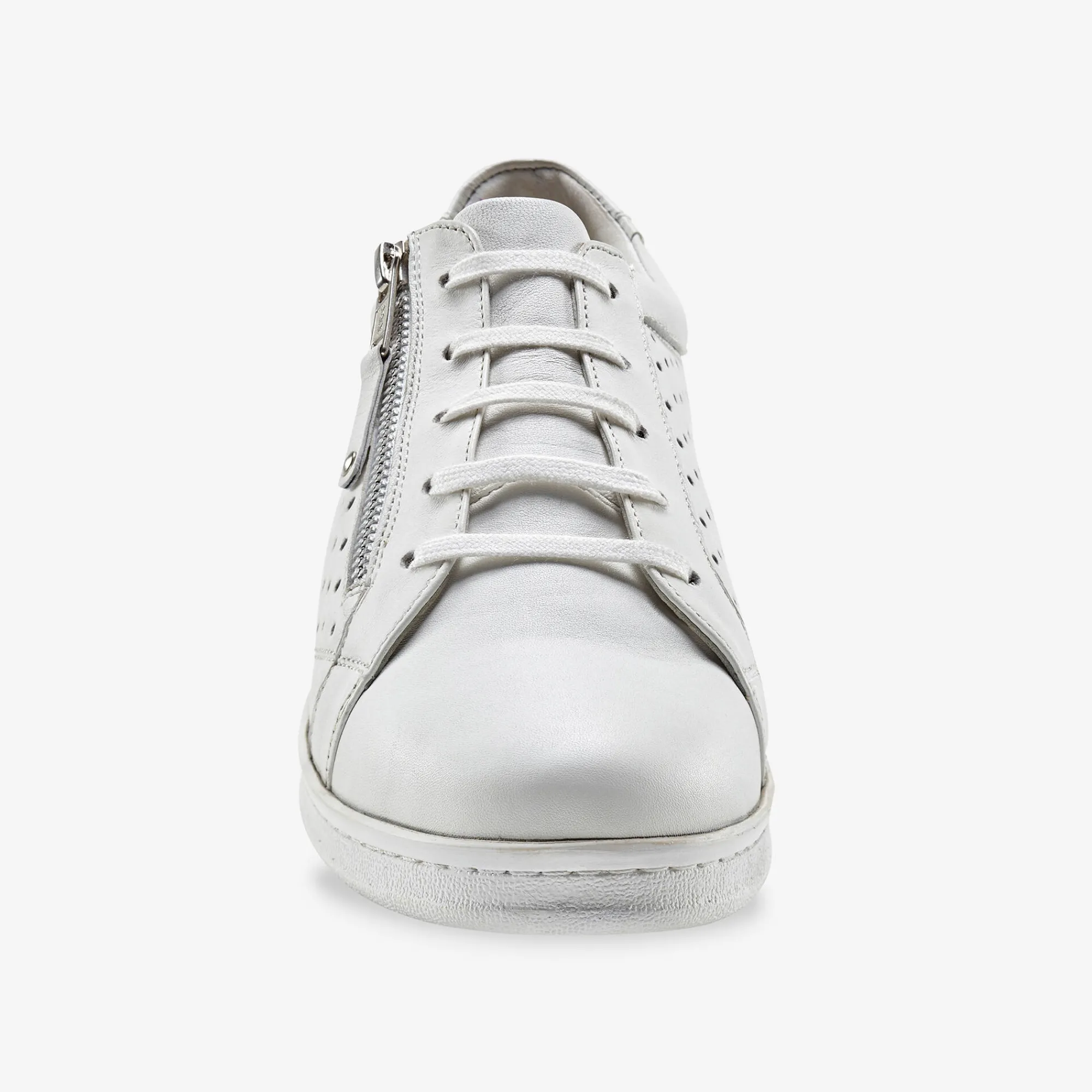 Baskets En Sneakers|Schoenen<Blancheporte Sneakers in geperforeerd leer met rits wit