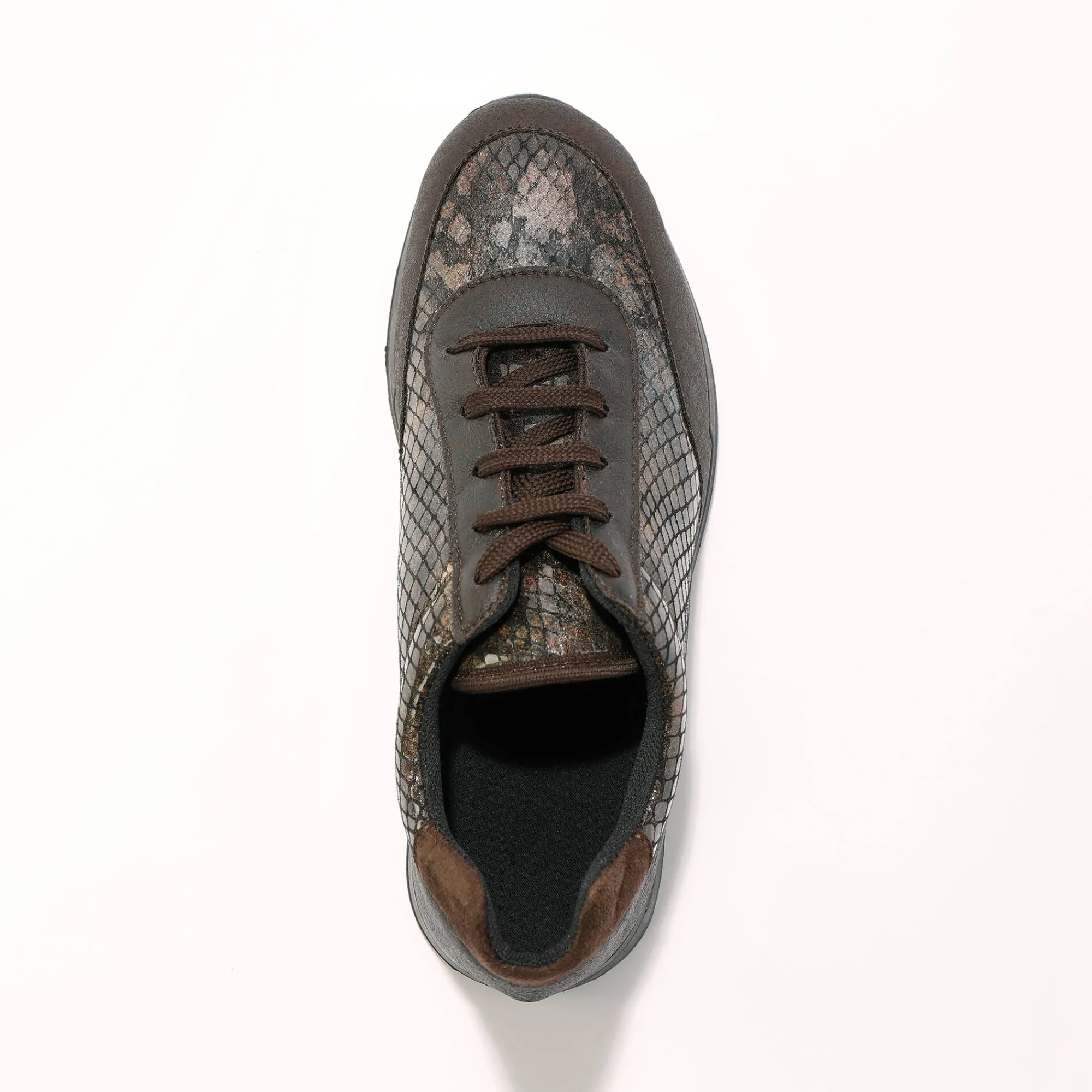 Baskets En Sneakers|Schoenen<Blancheporte Sneakers in stretchstof met vetersluiting - speciaal gevoelige voeten bruin