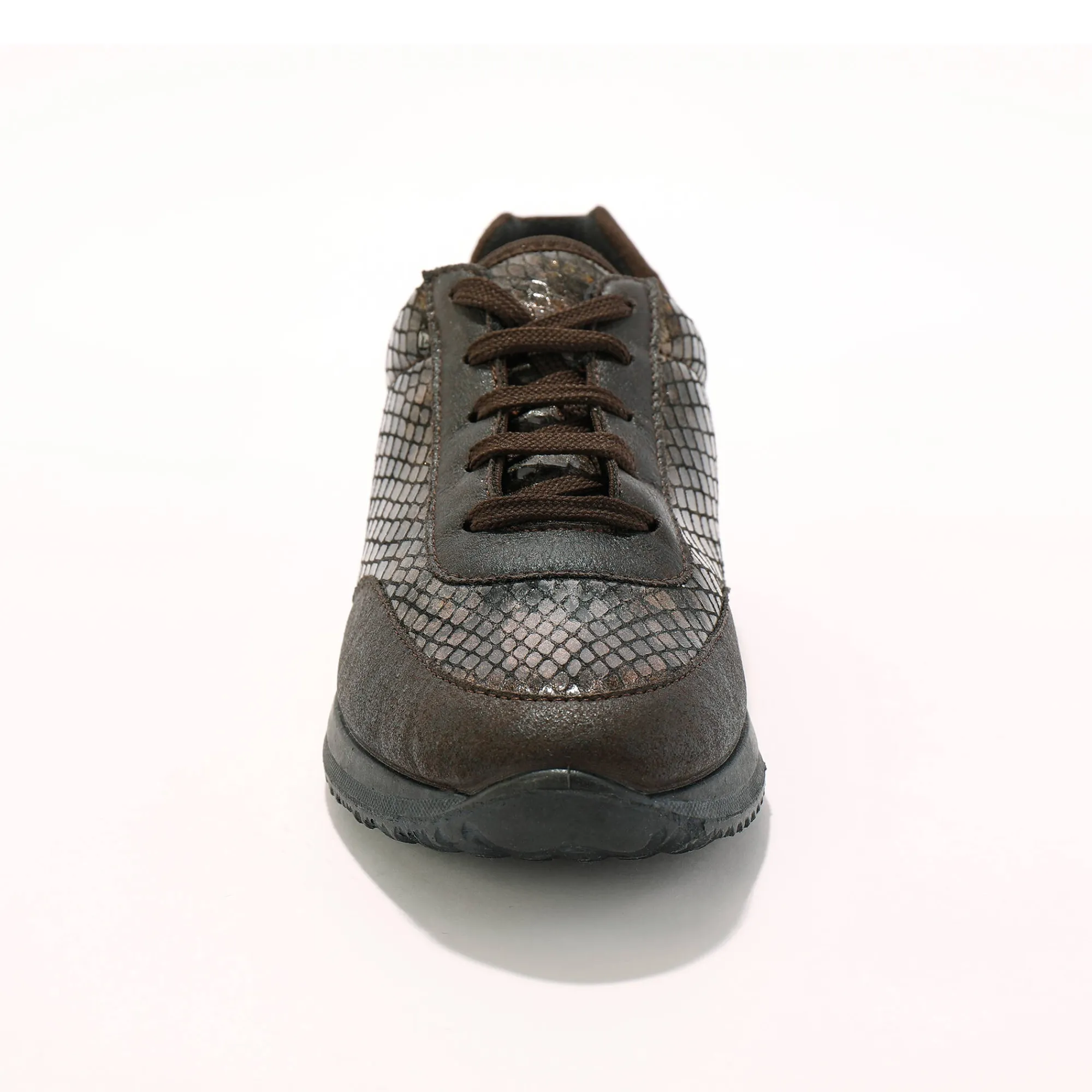 Baskets En Sneakers|Schoenen<Blancheporte Sneakers in stretchstof met vetersluiting - speciaal gevoelige voeten bruin