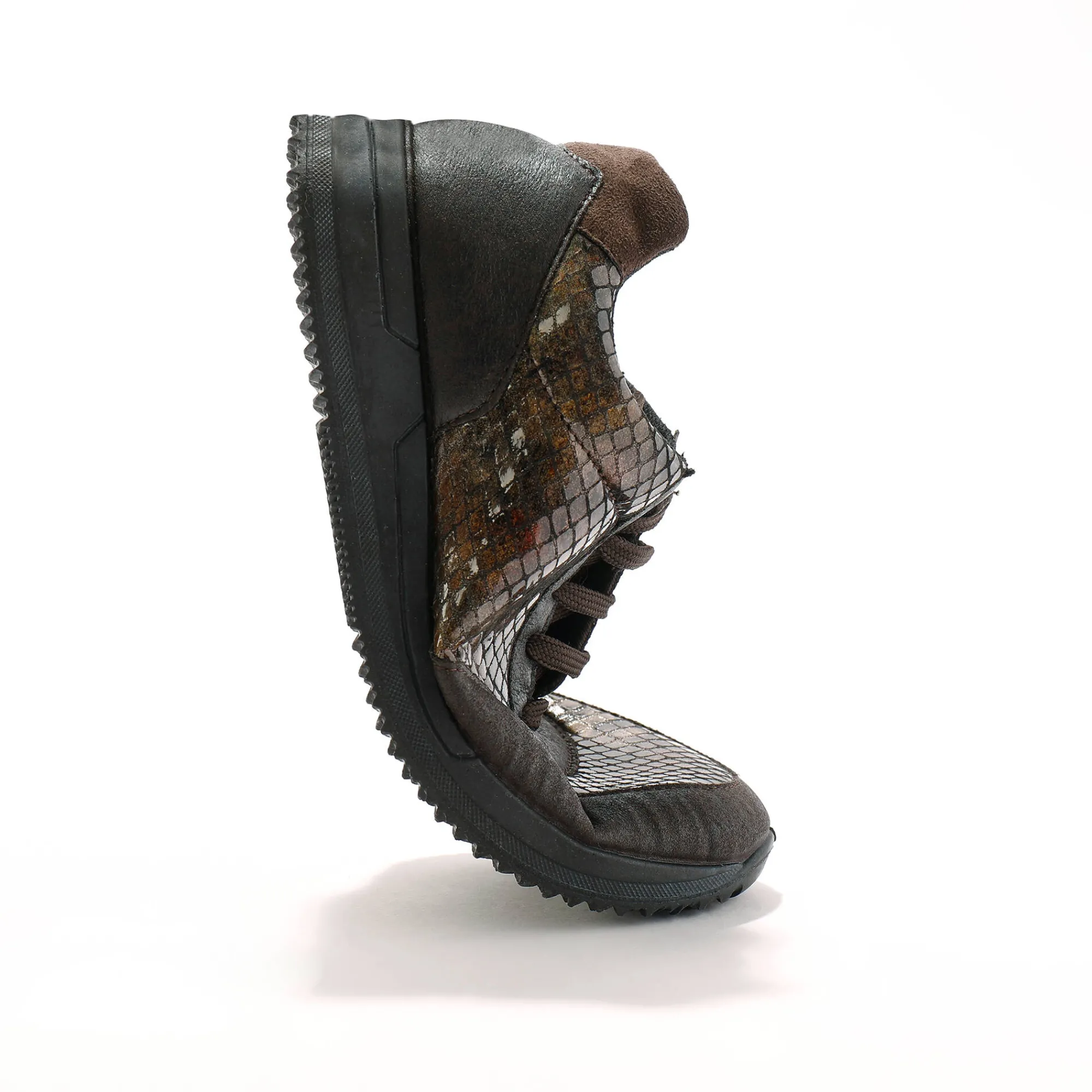 Baskets En Sneakers|Schoenen<Blancheporte Sneakers in stretchstof met vetersluiting - speciaal gevoelige voeten bruin