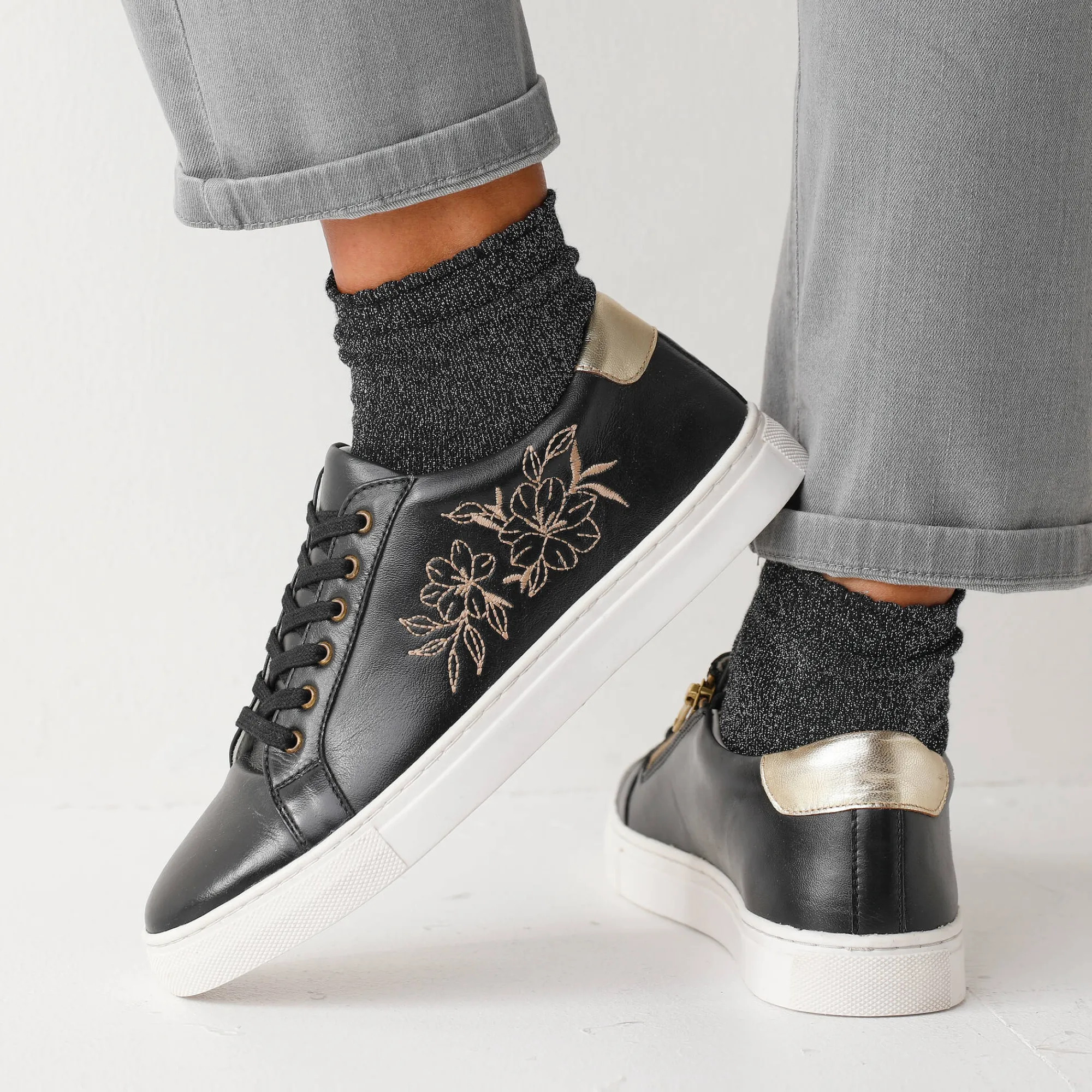 Feestelijke Schoenen|Baskets En Sneakers<Blancheporte Sneakers met borduursel en rits zwart