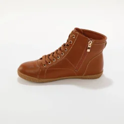 Baskets En Sneakers|Schoenen<Blancheporte Sneakers met hoge schacht, rits en goudkleurige gesp karamel