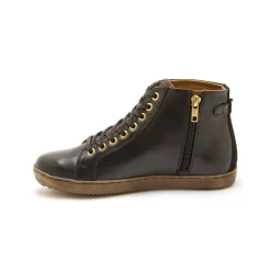 Baskets En Sneakers|Schoenen<PédiConfort Sneakers met hoge schacht, met rits en vetersluiting, comfortbreedte, in leer - dames zwart