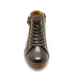 Baskets En Sneakers|Schoenen<PédiConfort Sneakers met hoge schacht, met rits en vetersluiting, comfortbreedte, in leer - dames zwart