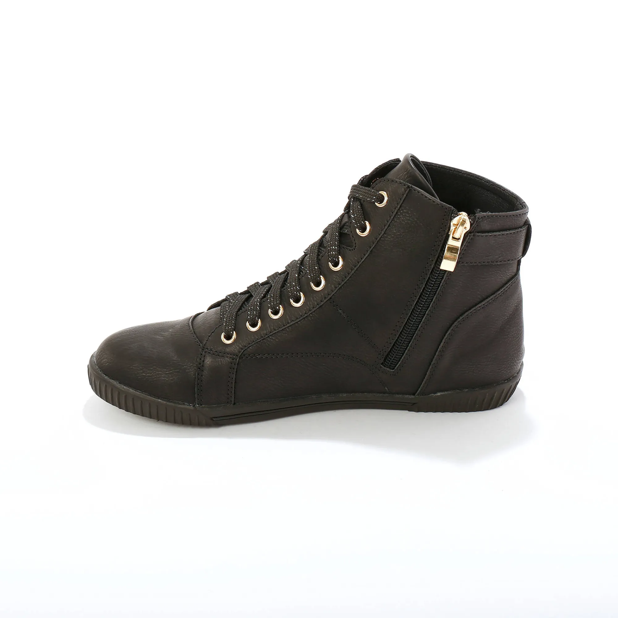Baskets En Sneakers|Schoenen<Blancheporte Sneakers met hoge schacht, rits en goudkleurige gesp zwart