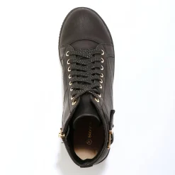 Baskets En Sneakers|Schoenen<Blancheporte Sneakers met hoge schacht, rits en goudkleurige gesp zwart