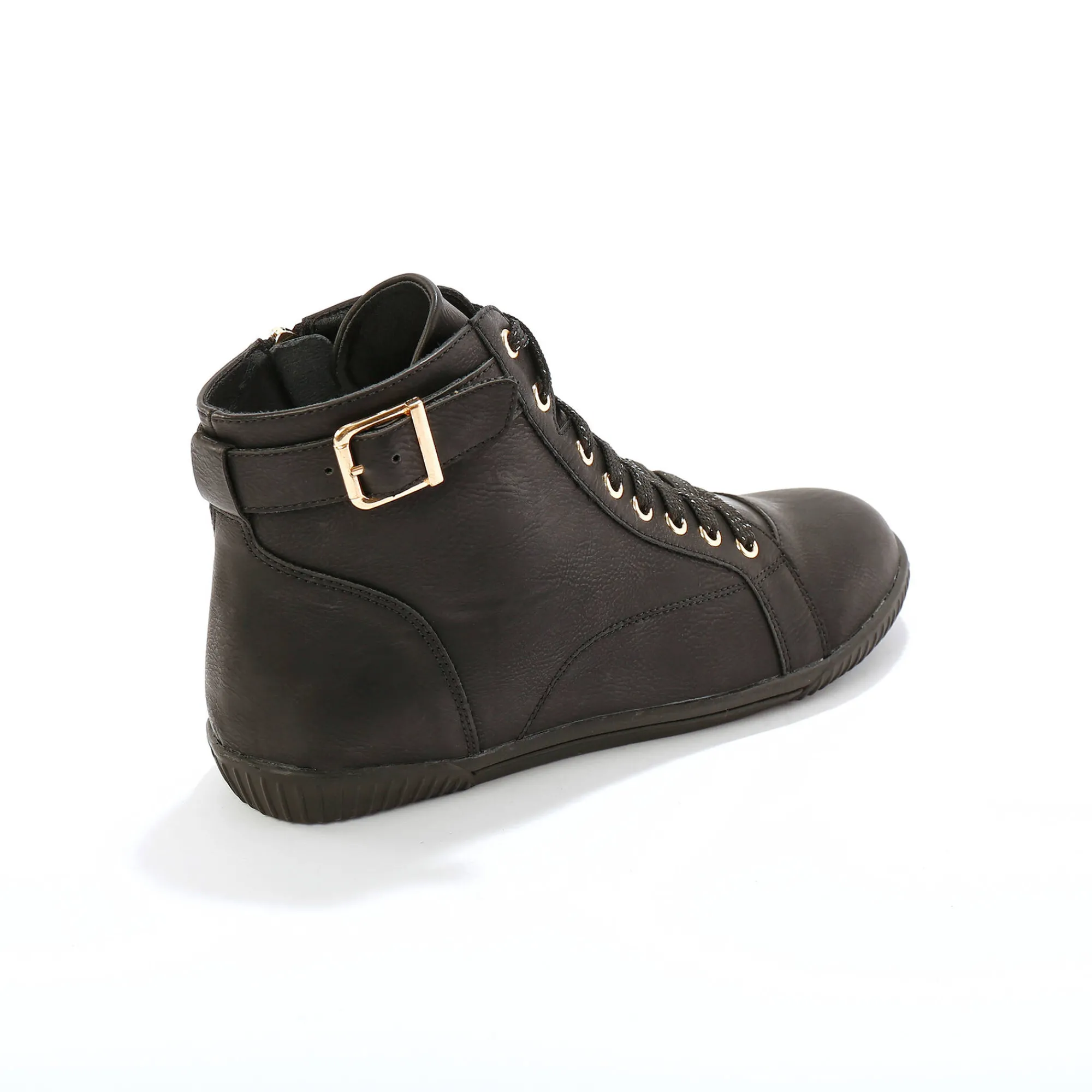 Baskets En Sneakers|Schoenen<Blancheporte Sneakers met hoge schacht, rits en goudkleurige gesp zwart